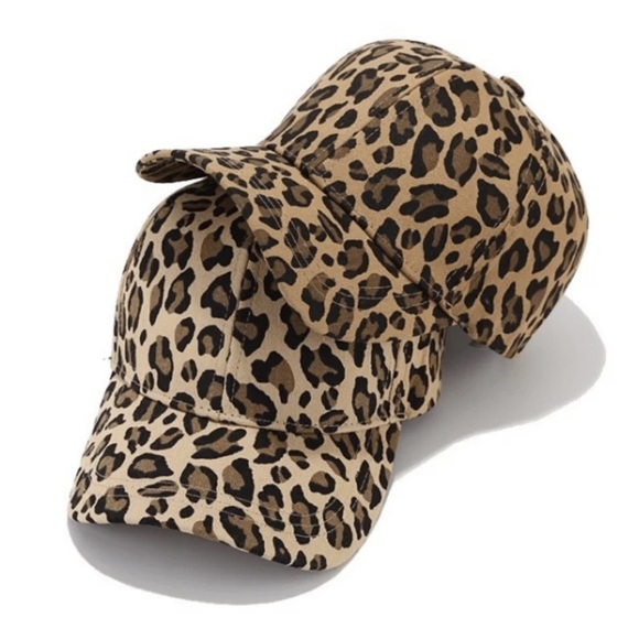 Women’s Leopard Print Light Brown Baseball Adjustable Cap Hat - Picture 3 of 6